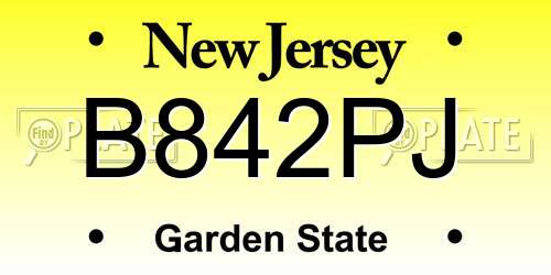 B842PJ New Jersey License Plate