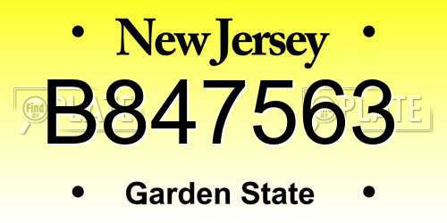 B847563 New Jersey License Plate
