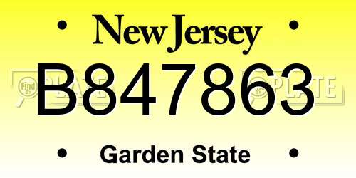 B847863 New Jersey License Plate