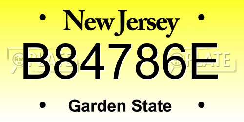 B84786E New Jersey License Plate