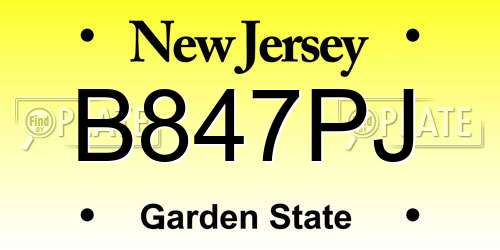 B847PJ New Jersey License Plate