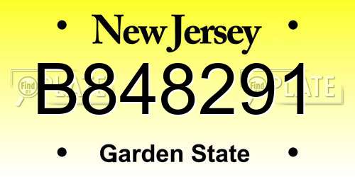 B848291 New Jersey License Plate