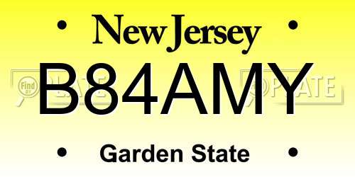 B84AMY New Jersey License Plate