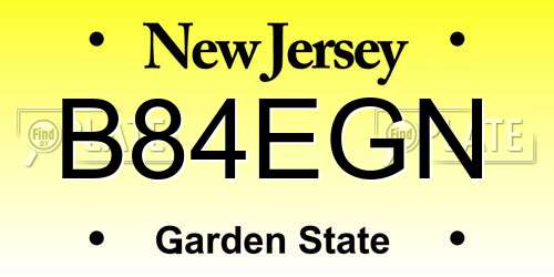 B84EGN New Jersey License Plate