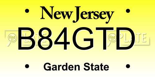 B84GTD New Jersey License Plate