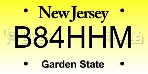 B84HHM New Jersey License Plate