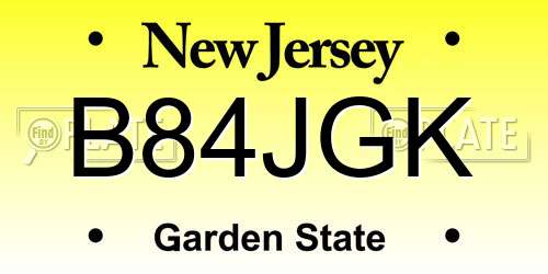 B84JGK New Jersey License Plate