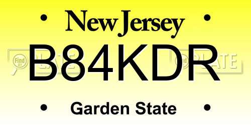B84KDR New Jersey License Plate
