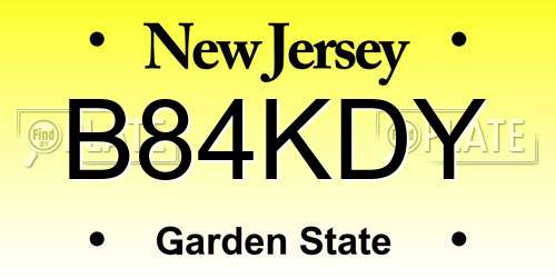 B84KDY New Jersey License Plate