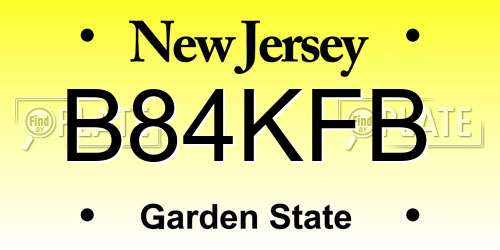 B84KFB New Jersey License Plate