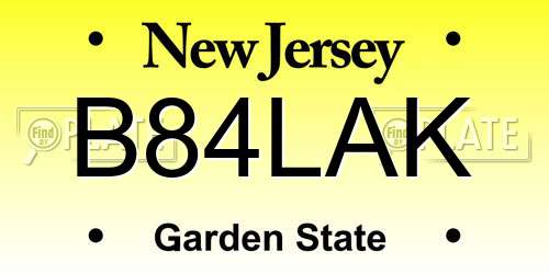 B84LAK New Jersey License Plate