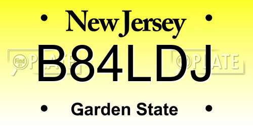 B84LDJ New Jersey License Plate
