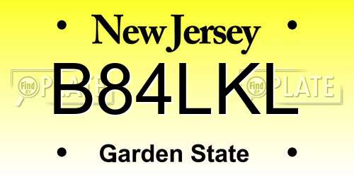 B84LKL New Jersey License Plate