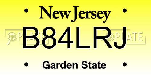 B84LRJ New Jersey License Plate