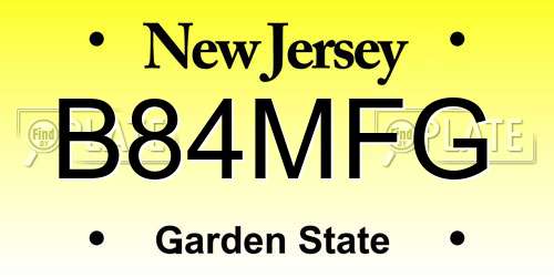 B84MFG New Jersey License Plate