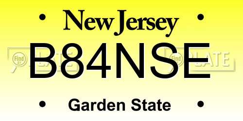 B84NSE New Jersey License Plate