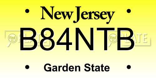 B84NTB New Jersey License Plate