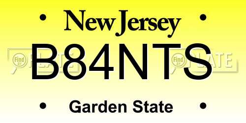 B84NTS New Jersey License Plate