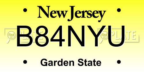 B84NYU New Jersey License Plate