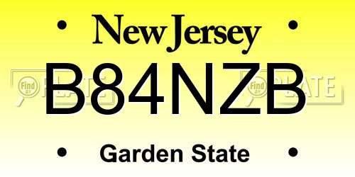 B84NZB New Jersey License Plate