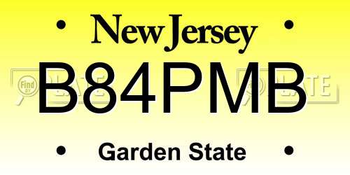 B84PMB New Jersey License Plate