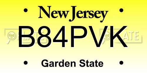 B84PVK New Jersey License Plate