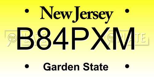 B84PXM New Jersey License Plate