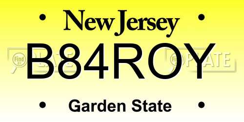 B84ROY New Jersey License Plate