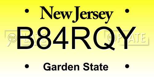 B84RQY New Jersey License Plate
