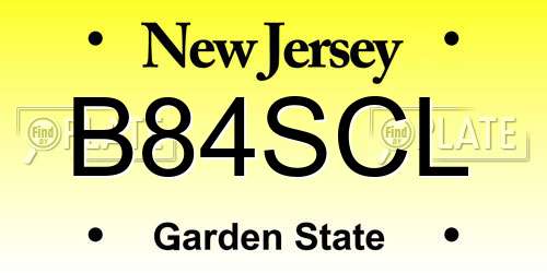 B84SCL New Jersey License Plate