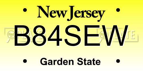 B84SEW New Jersey License Plate