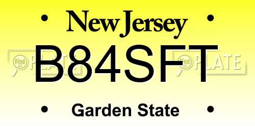 B84SFT New Jersey License Plate
