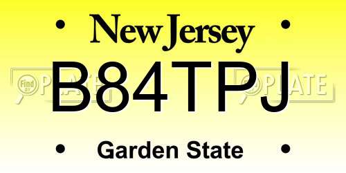 B84TPJ New Jersey License Plate
