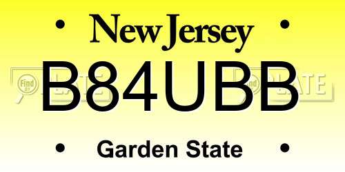 B84UBB New Jersey License Plate