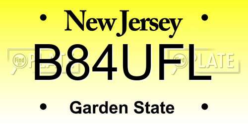 B84UFL New Jersey License Plate