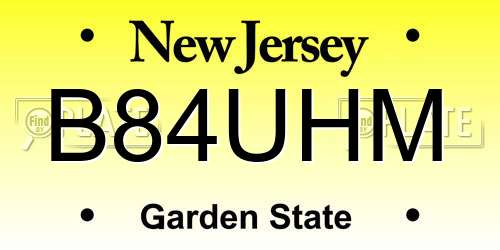 B84UHM New Jersey License Plate