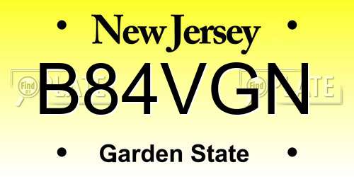 B84VGN New Jersey License Plate