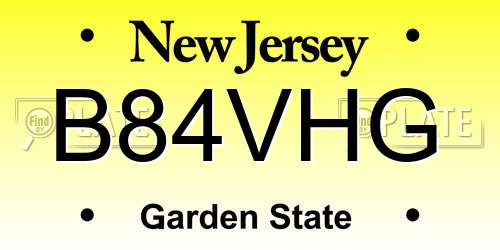 B84VHG New Jersey License Plate