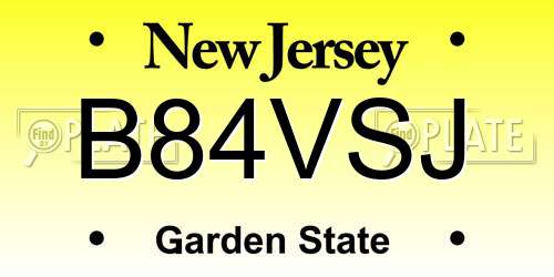 B84VSJ New Jersey License Plate