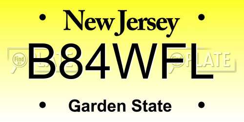 B84WFL New Jersey License Plate
