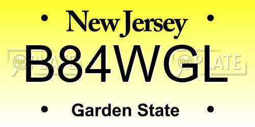 B84WGL New Jersey License Plate