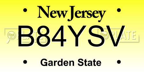 B84YSV New Jersey License Plate