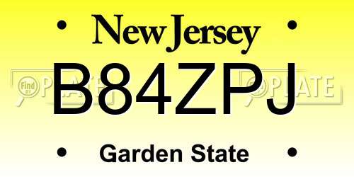 B84ZPJ New Jersey License Plate
