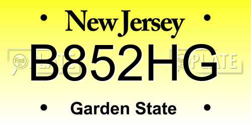 B852HG New Jersey License Plate