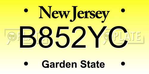 B852YC New Jersey License Plate
