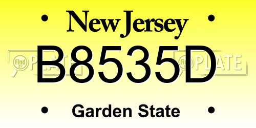 B8535D New Jersey License Plate