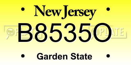 B8535O New Jersey License Plate