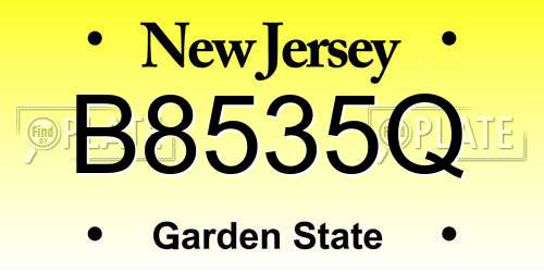 B8535Q New Jersey License Plate