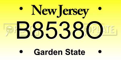 B8538O New Jersey License Plate