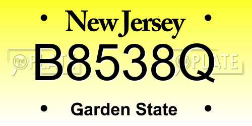 B8538Q New Jersey License Plate